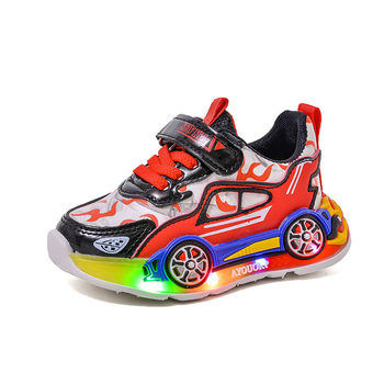 Svijetle dječje tenisice Cartoon Car, umjetna koža, Velcro zatvarač, gumeni potplat, proljeće 2025