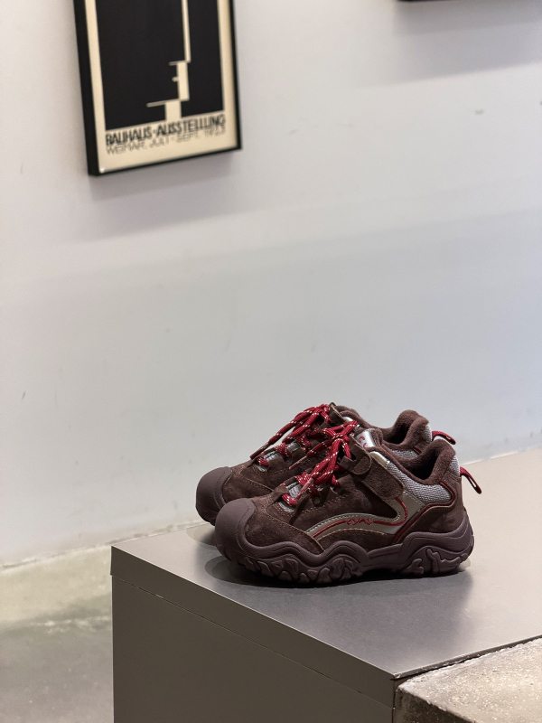 Pantofi de drumeție pentru copii, unisex, închidere Velcro, partea superioară din piele de porc și microfibră, talpă din cauciuc, izolație groasă, antiderapare, pentru iarnă 2025