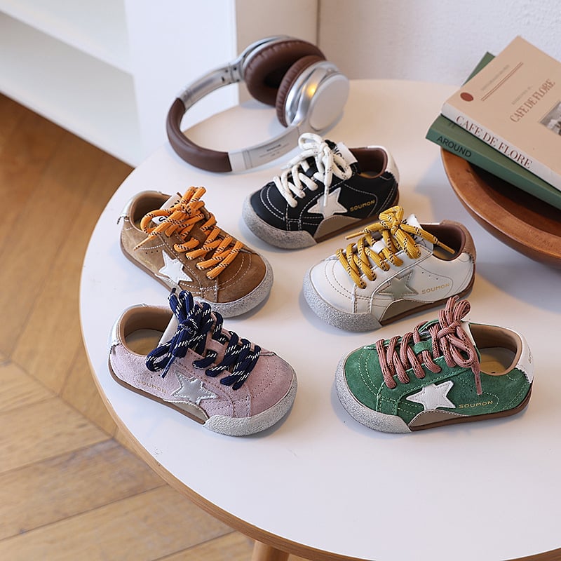 Gyermekeknek szóló, uniszex sportcipő mikroszálas bőrfelsővel, Velcro-zárás, gumitalppal, 4–6 éveseknek