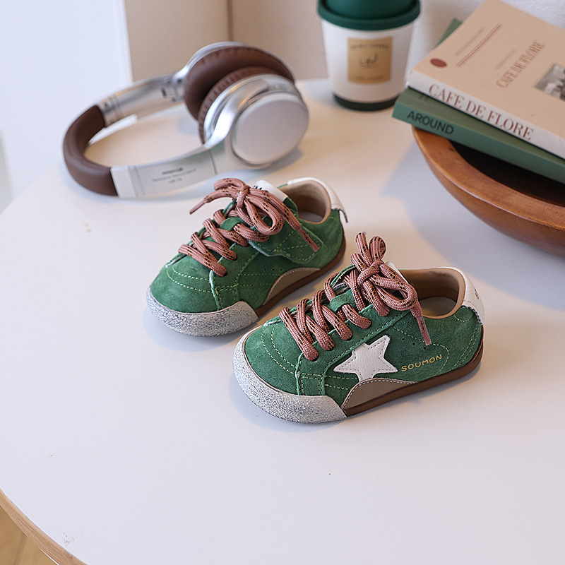 Gyermekeknek szóló, uniszex sportcipő mikroszálas bőrfelsővel, Velcro-zárás, gumitalppal, 4–6 éveseknek