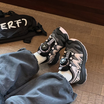 Pantofi sport pentru copii, închidere Velcro, talpă groasă, partea superioară din fibră super, talpă EVA — Colecția de iarnă 2025