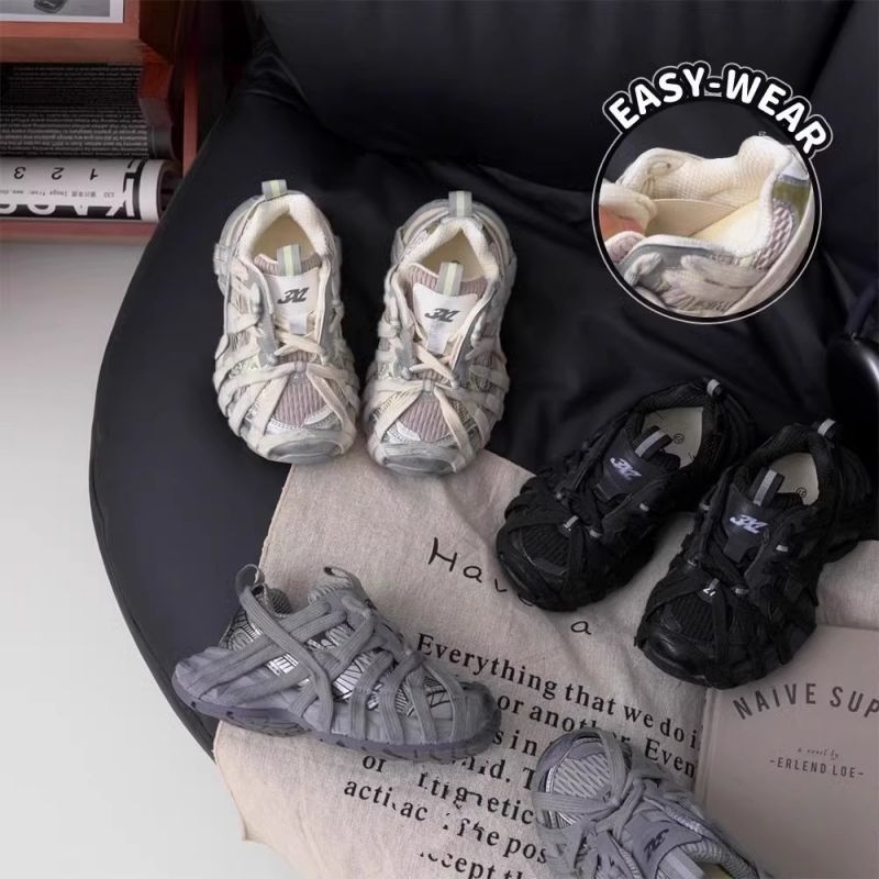Dječje tenisice u stilu dad shoes, prozračni gornji dio PU+ mreža, Velcro kopča, gumena potplata – unisex, uzrast 4–16, lake, sportske