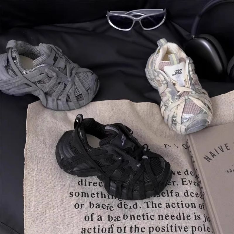 Dječje tenisice u stilu dad shoes, prozračni gornji dio PU+ mreža, Velcro kopča, gumena potplata – unisex, uzrast 4–16, lake, sportske