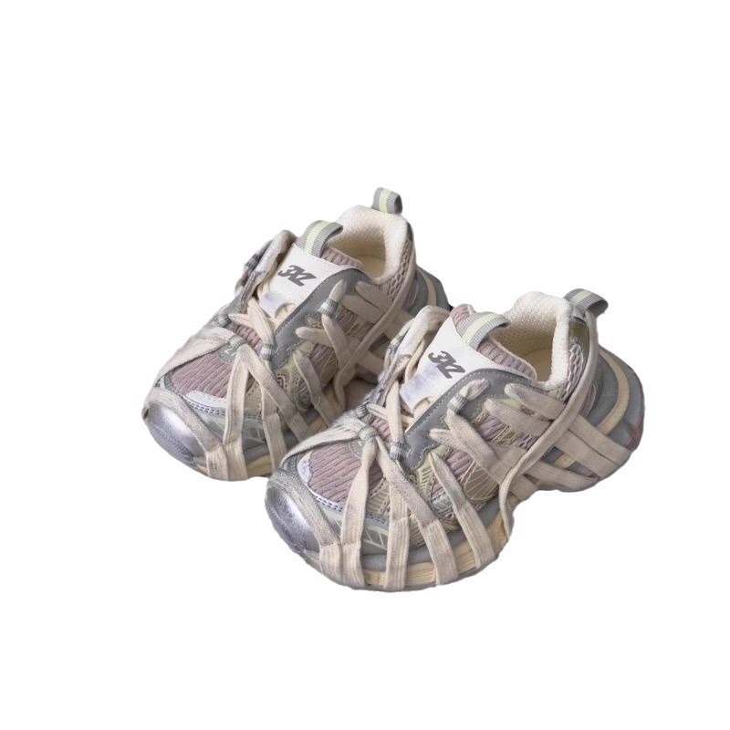 Dječje tenisice u stilu dad shoes, prozračni gornji dio PU+ mreža, Velcro kopča, gumena potplata – unisex, uzrast 4–16, lake, sportske
