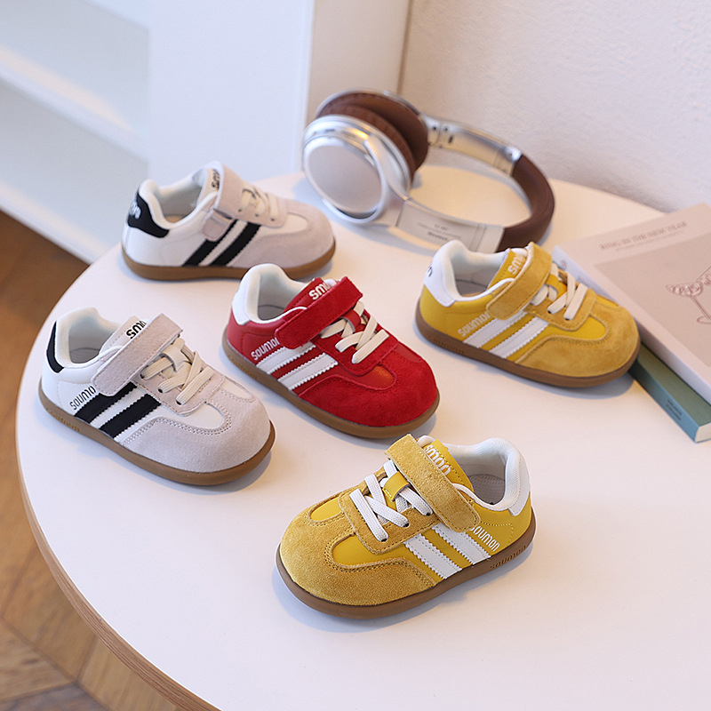 Unisex dječje tenisice za jesen, s Velcro zatvaračem, gornji dio od mikrovlaknaste kože, gumena potplat, svakodnevne casual tenisice za djecu 7–12 godina
