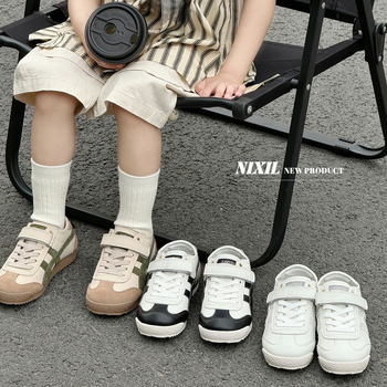 Pantofi pentru copii în stil Forrest Gump, partea superioară din piele naturală, talpă din cauciuc, închidere Velcro, unisex, vârste 1–16 ani