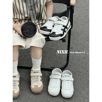 Pantofi pentru copii în stil Forrest Gump, partea superioară din piele naturală, talpă din cauciuc, închidere Velcro, unisex, vârste 1–16 ani