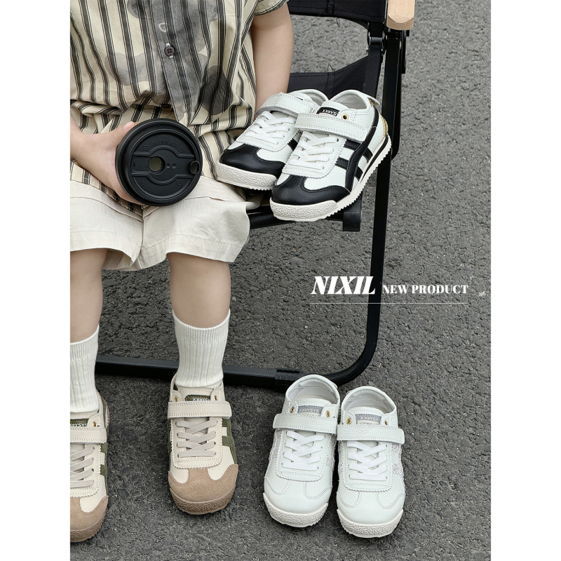 Pantofi pentru copii în stil Forrest Gump, partea superioară din piele naturală, talpă din cauciuc, închidere Velcro, unisex, vârste 1–16 ani