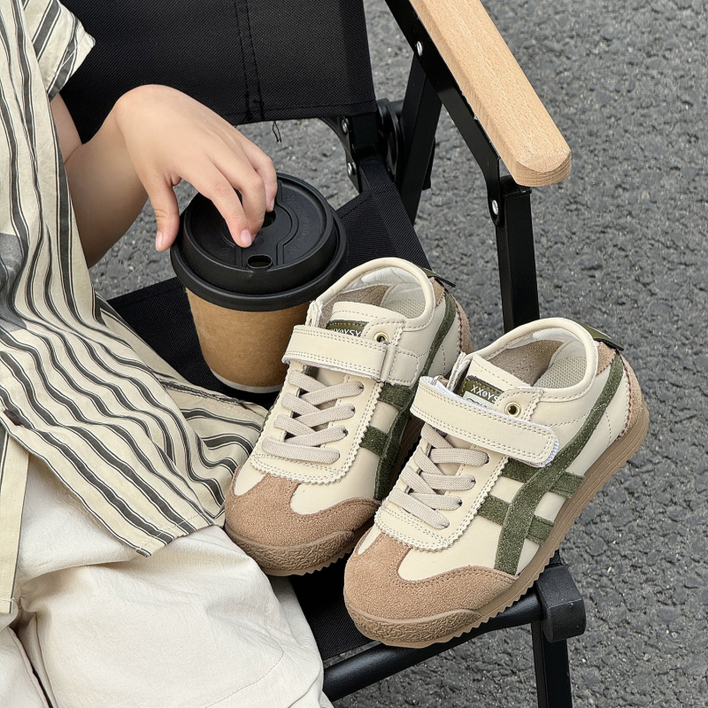 Pantofi pentru copii în stil Forrest Gump, partea superioară din piele naturală, talpă din cauciuc, închidere Velcro, unisex, vârste 1–16 ani