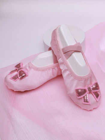 Pantofi balet pentru copii, talpă moale, partea superioară satinată, respirabili și ușori; Material superior: piele sintetică și bumbac, Model 8001