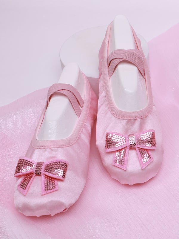 Pantofi balet pentru copii, talpă moale, partea superioară satinată, respirabili și ușori; Material superior: piele sintetică și bumbac, Model 8001