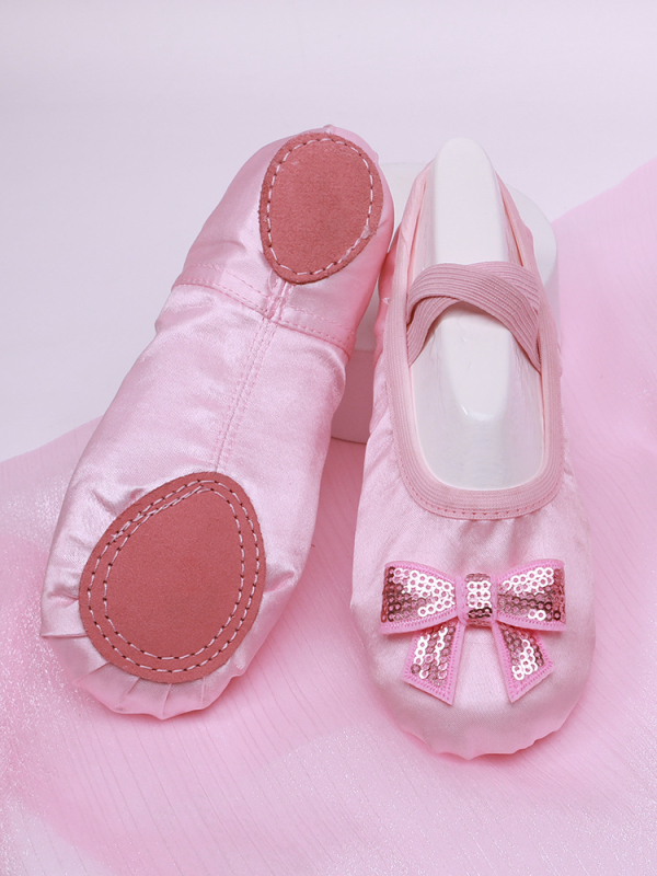Pantofi balet pentru copii, talpă moale, partea superioară satinată, respirabili și ușori; Material superior: piele sintetică și bumbac, Model 8001