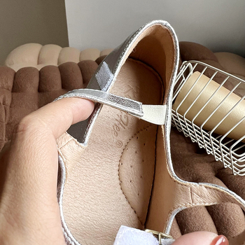 Pantofi prințesă pentru fete, stil coreean, bandă elastică încrucișată, închidere Velcro, suprafață din microfibră, talpă din cauciuc, finisaj relief