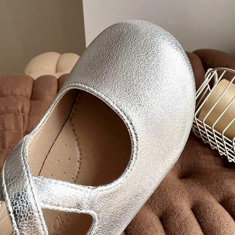 Pantofi prințesă pentru fete, stil coreean, bandă elastică încrucișată, închidere Velcro, suprafață din microfibră, talpă din cauciuc, finisaj relief