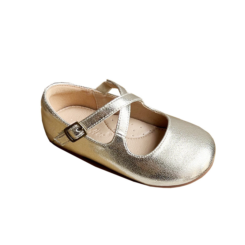 Pantofi prințesă pentru fete, stil coreean, bandă elastică încrucișată, închidere Velcro, suprafață din microfibră, talpă din cauciuc, finisaj relief