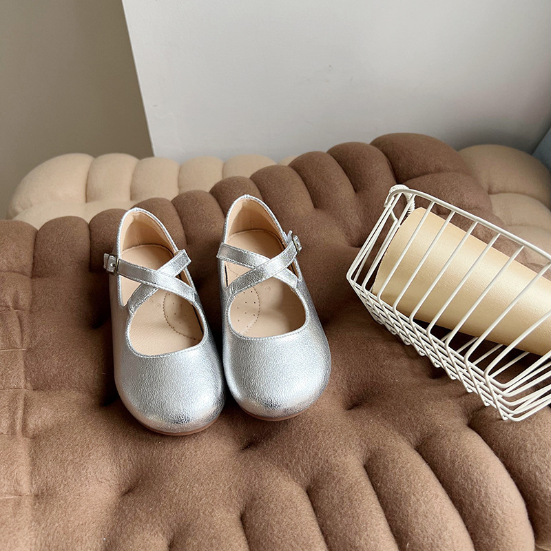 Pantofi prințesă pentru fete, stil coreean, bandă elastică încrucișată, închidere Velcro, suprafață din microfibră, talpă din cauciuc, finisaj relief