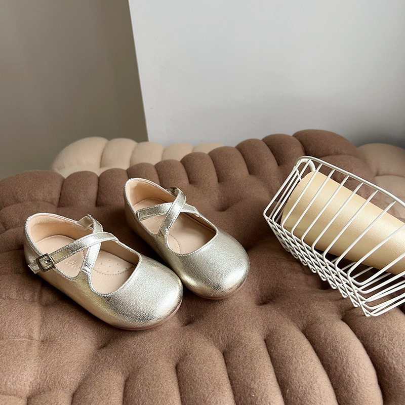 Pantofi prințesă pentru fete, stil coreean, bandă elastică încrucișată, închidere Velcro, suprafață din microfibră, talpă din cauciuc, finisaj relief