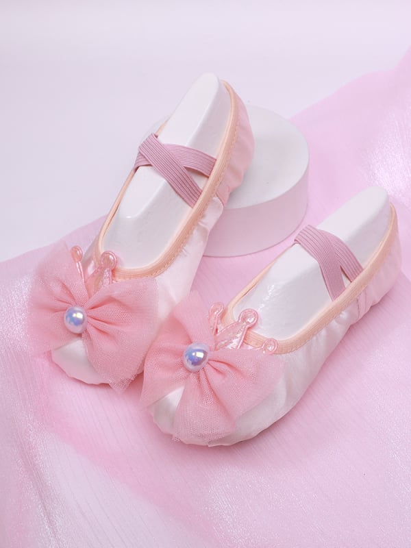 Mergaitėms baleto bateliai su minkšta padu, kvėpuojantys ir lengvi; viršus: sintetinė oda ir medvilnės audinys; baletui