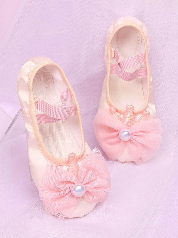 Mergaitėms baleto bateliai su minkšta padu, kvėpuojantys ir lengvi; viršus: sintetinė oda ir medvilnės audinys; baletui