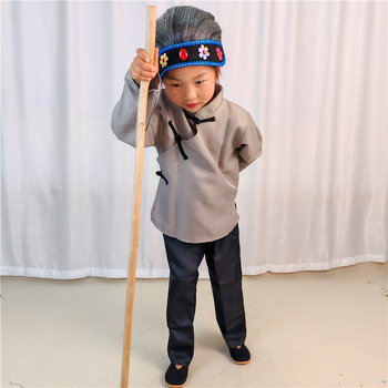 Gyerekeknek szóló nagymama jelmez a Nyugatra utazás című történethez színpadi előadáshoz, kínai stílus, poliészter-keverék anyag, AQL 2.5, 3-8 évesek