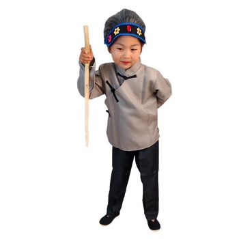 Gyerekeknek szóló nagymama jelmez a Nyugatra utazás című történethez színpadi előadáshoz, kínai stílus, poliészter-keverék anyag, AQL 2.5, 3-8 évesek