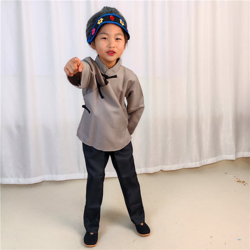 Gyerekeknek szóló nagymama jelmez a Nyugatra utazás című történethez színpadi előadáshoz, kínai stílus, poliészter-keverék anyag, AQL 2.5, 3-8 évesek