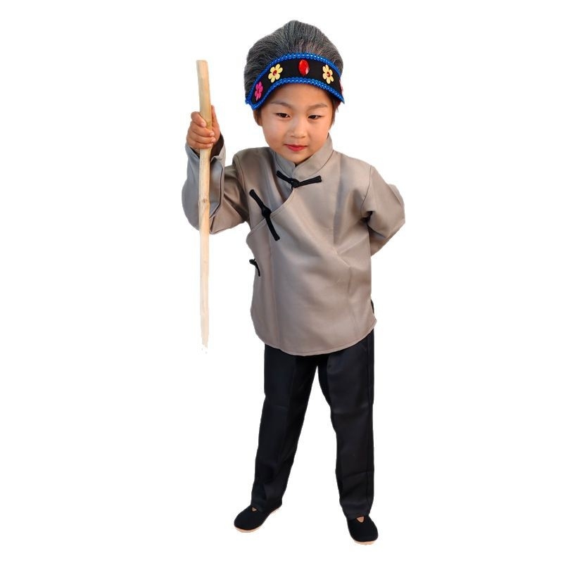 Gyerekeknek szóló nagymama jelmez a Nyugatra utazás című történethez színpadi előadáshoz, kínai stílus, poliészter-keverék anyag, AQL 2.5, 3-8 évesek