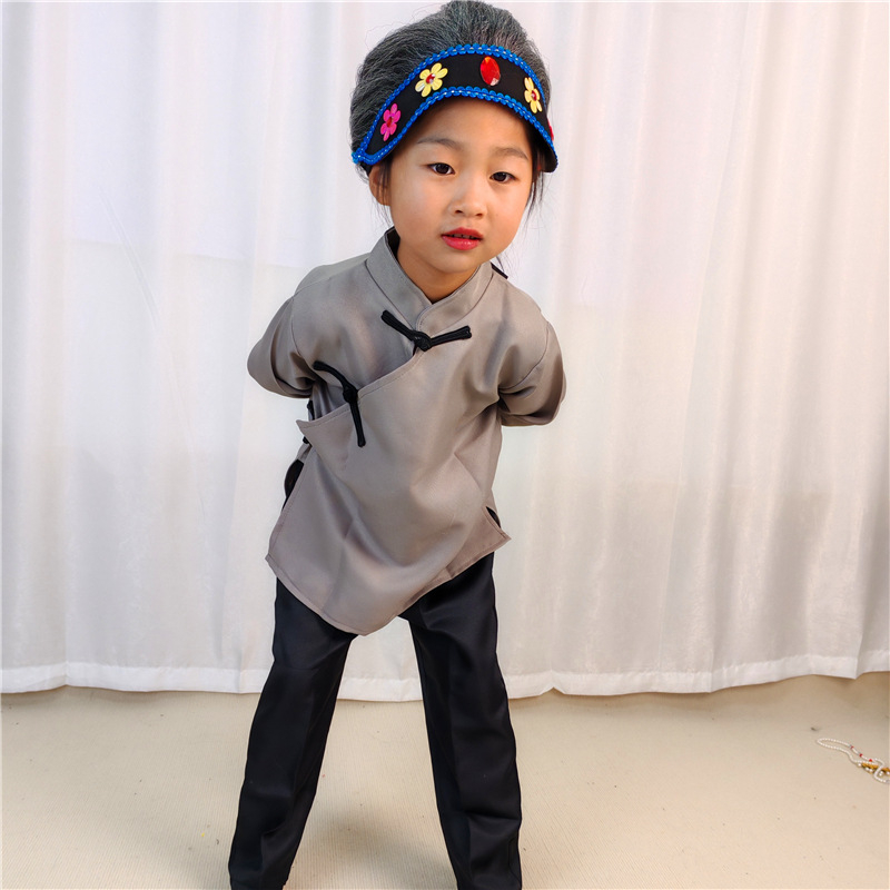 Gyerekeknek szóló nagymama jelmez a Nyugatra utazás című történethez színpadi előadáshoz, kínai stílus, poliészter-keverék anyag, AQL 2.5, 3-8 évesek