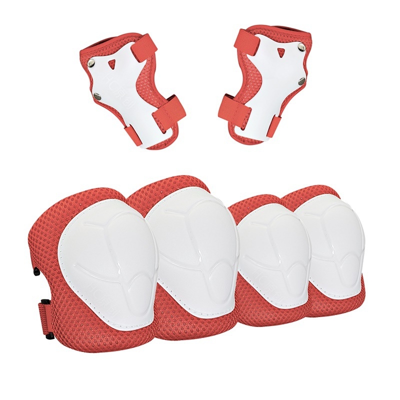 Echipament de protecție pentru copii pentru role și trotinete – set de 6 piese, protecții pentru palmă, încheietură, cot, gambă și genunchi; poliester