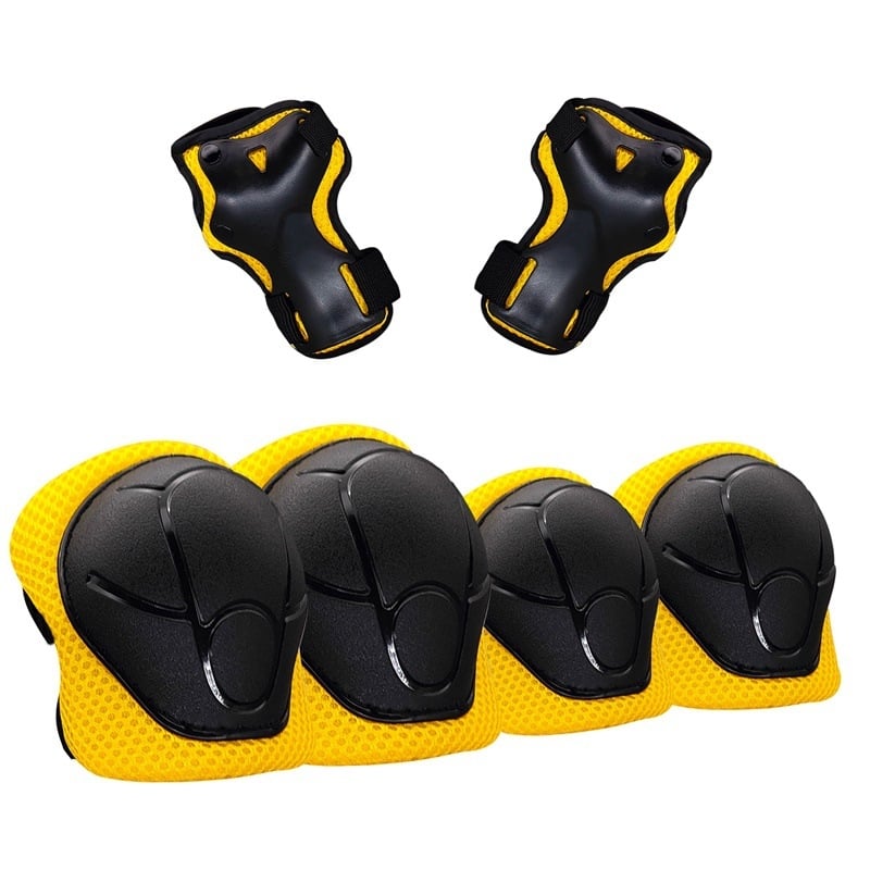 Echipament de protecție pentru copii pentru role și trotinete – set de 6 piese, protecții pentru palmă, încheietură, cot, gambă și genunchi; poliester