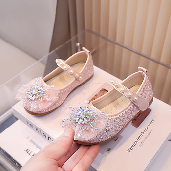 Pantofi prințesă pentru fete — închidere Velcro, partea superioară joasă, talpă PU, căptușeală din piele artificială, stil prințesă