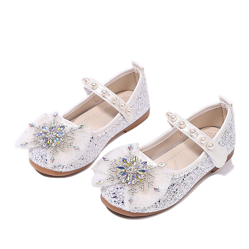 Pantofi prințesă pentru fete — închidere Velcro, partea superioară joasă, talpă PU, căptușeală din piele artificială, stil prințesă