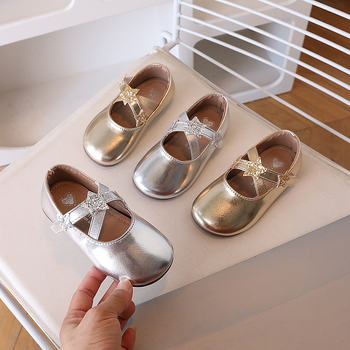 Pantofi de dans din piele pentru fete, partea superioară PU, talpă din cauciuc, închidere Velcro, respirabili, anti-alunecare (Primăvară și Toamnă)