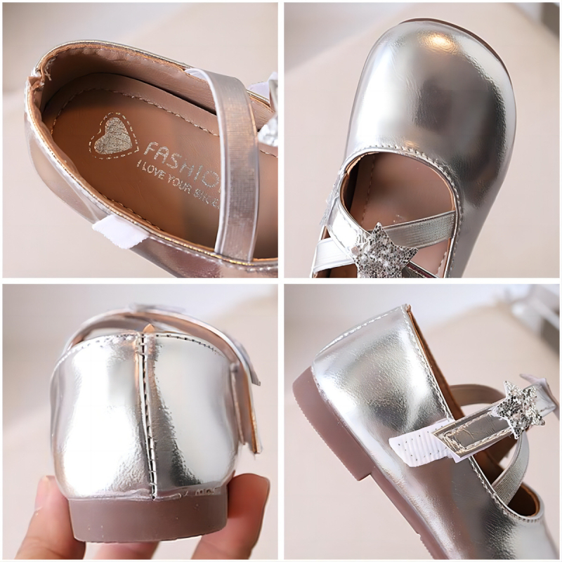 Pantofi de dans din piele pentru fete, partea superioară PU, talpă din cauciuc, închidere Velcro, respirabili, anti-alunecare (Primăvară și Toamnă)