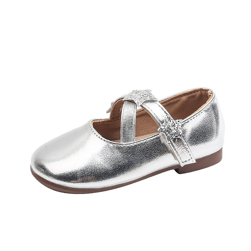 Pantofi de dans din piele pentru fete, partea superioară PU, talpă din cauciuc, închidere Velcro, respirabili, anti-alunecare (Primăvară și Toamnă)