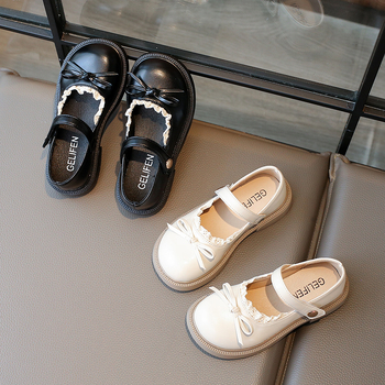 Lányoknak hercegnő cipő, bőr felsőrész, puha TPR talp, Velcro záródás, japán stílus, 4–12 év közötti gyerekeknek