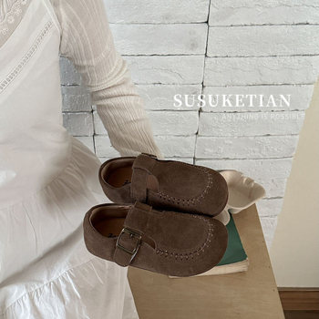 Dječje Birkenstock cipele od prave kože, britanski stil, unisex, s Velcro kopčama, meka potplat