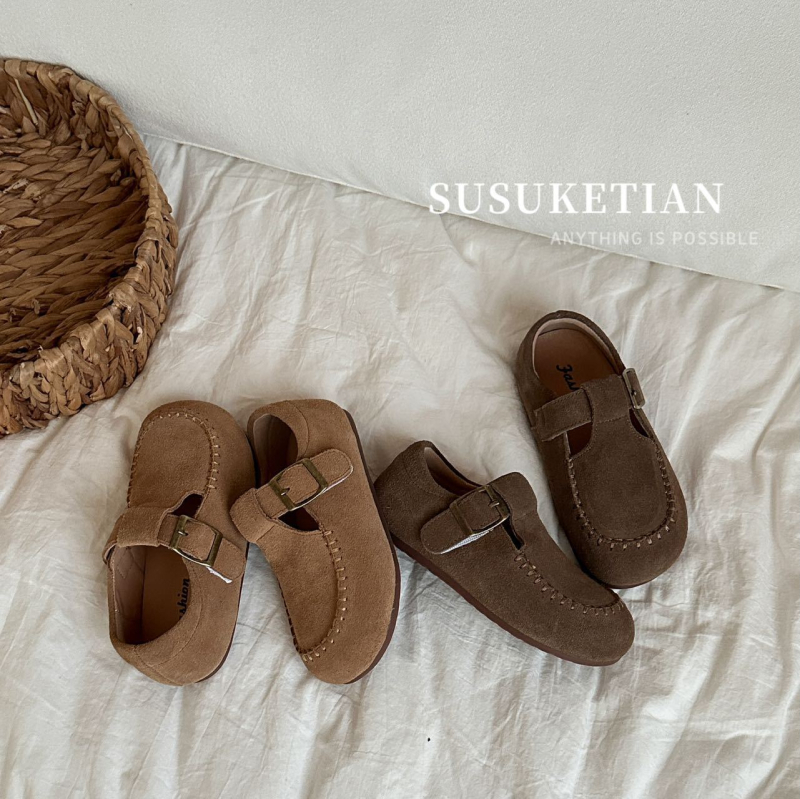 Dječje Birkenstock cipele od prave kože, britanski stil, unisex, s Velcro kopčama, meka potplat