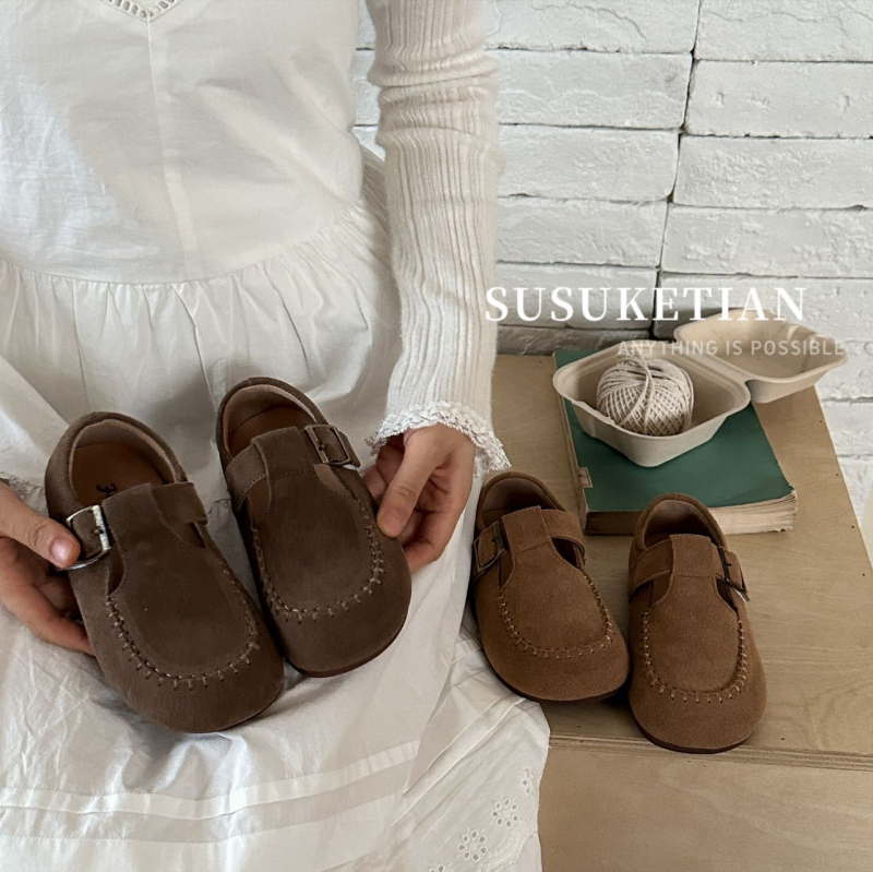 Dječje Birkenstock cipele od prave kože, britanski stil, unisex, s Velcro kopčama, meka potplat