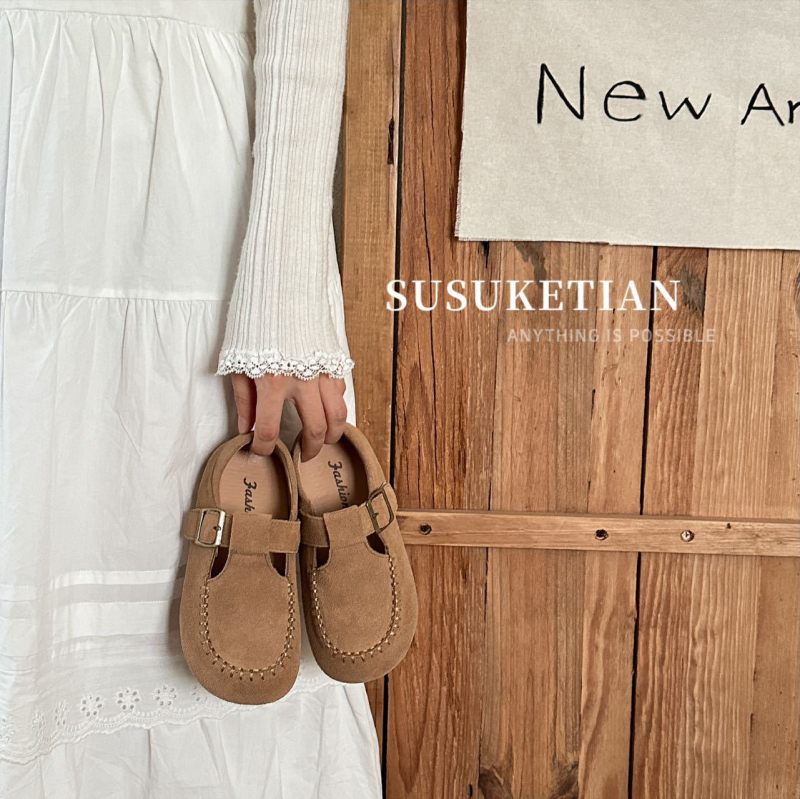 Dječje Birkenstock cipele od prave kože, britanski stil, unisex, s Velcro kopčama, meka potplat