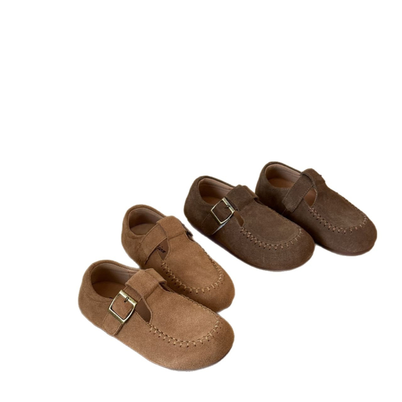 Dječje Birkenstock cipele od prave kože, britanski stil, unisex, s Velcro kopčama, meka potplat