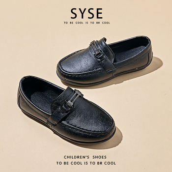 Pantofi pentru băieți în stil britanic, piele artificială, talpă din cauciuc, branț PU, pentru copii 4–12 ani