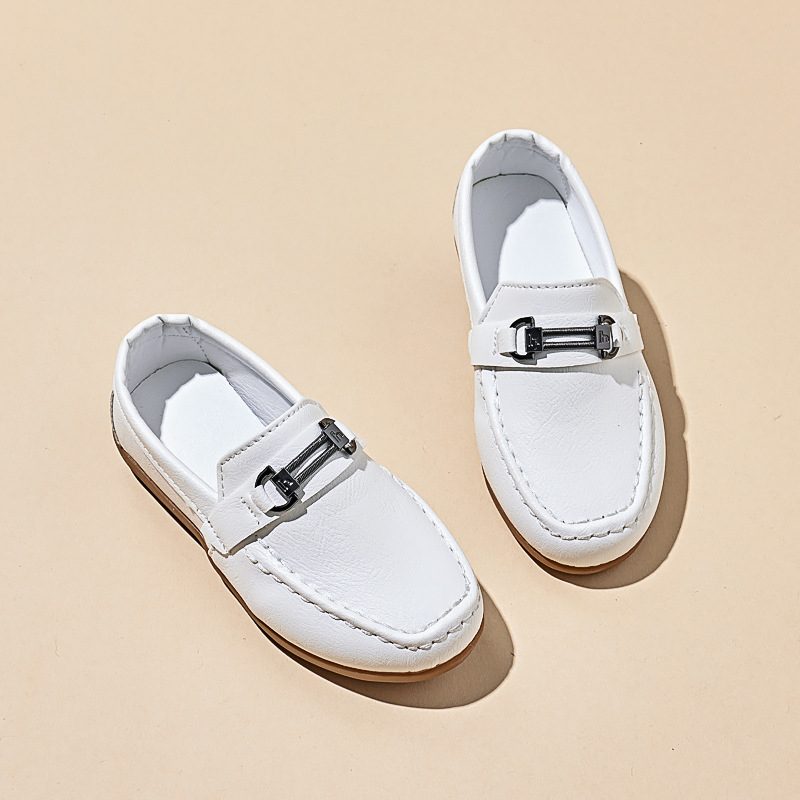 Pantofi pentru băieți în stil britanic, piele artificială, talpă din cauciuc, branț PU, pentru copii 4–12 ani