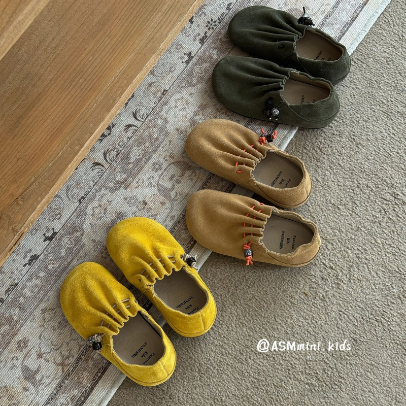 Pantofi slip-on pentru fete din nubuk velur, talpă din cauciuc, talpă joasă, anti-derapare și rezistenți, stil coreean, potriviți pentru vârste 4–16 ani