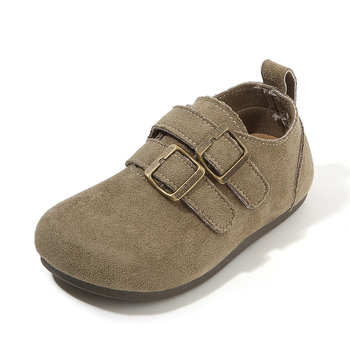 Dječje cipele u stilu Birkenstock sa Velcro zatvaranjem, nubuk koža, mat površina, niska gornja linija, za proljeće i jesen, unisex