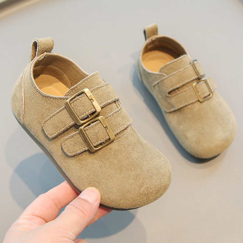 Dječje cipele u stilu Birkenstock sa Velcro zatvaranjem, nubuk koža, mat površina, niska gornja linija, za proljeće i jesen, unisex