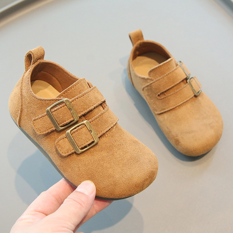 Dječje cipele u stilu Birkenstock sa Velcro zatvaranjem, nubuk koža, mat površina, niska gornja linija, za proljeće i jesen, unisex
