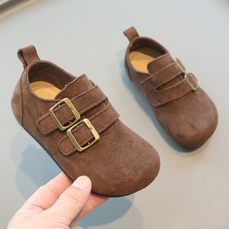 Dječje cipele u stilu Birkenstock sa Velcro zatvaranjem, nubuk koža, mat površina, niska gornja linija, za proljeće i jesen, unisex