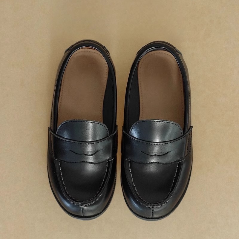 Dječje retro loafers od kravlje kože – niski gornji dio, gumeni potplat, prirodna koža ulošak, unisex