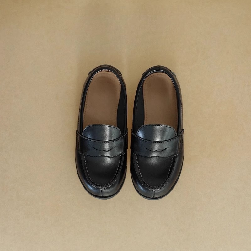 Dječje retro loafers od kravlje kože – niski gornji dio, gumeni potplat, prirodna koža ulošak, unisex